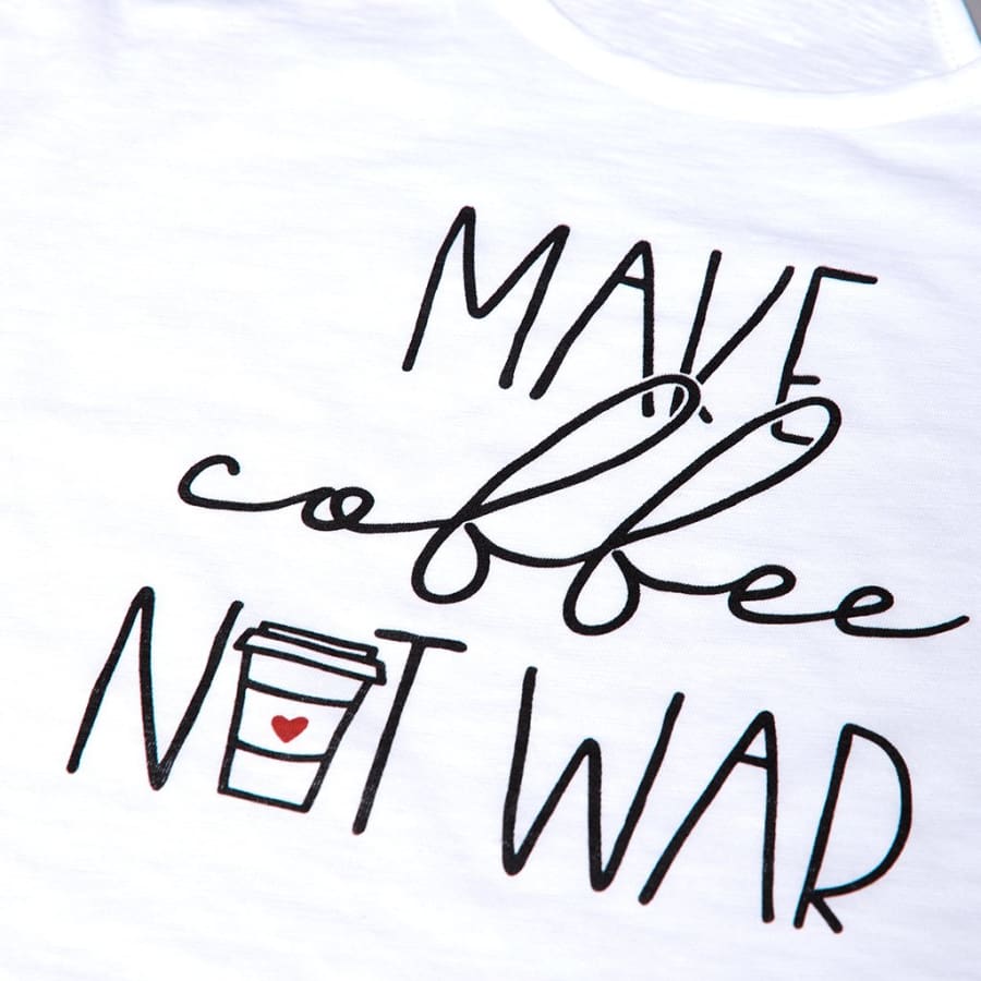 Dritan Alsela Make Coffee Not War Women Shirt White